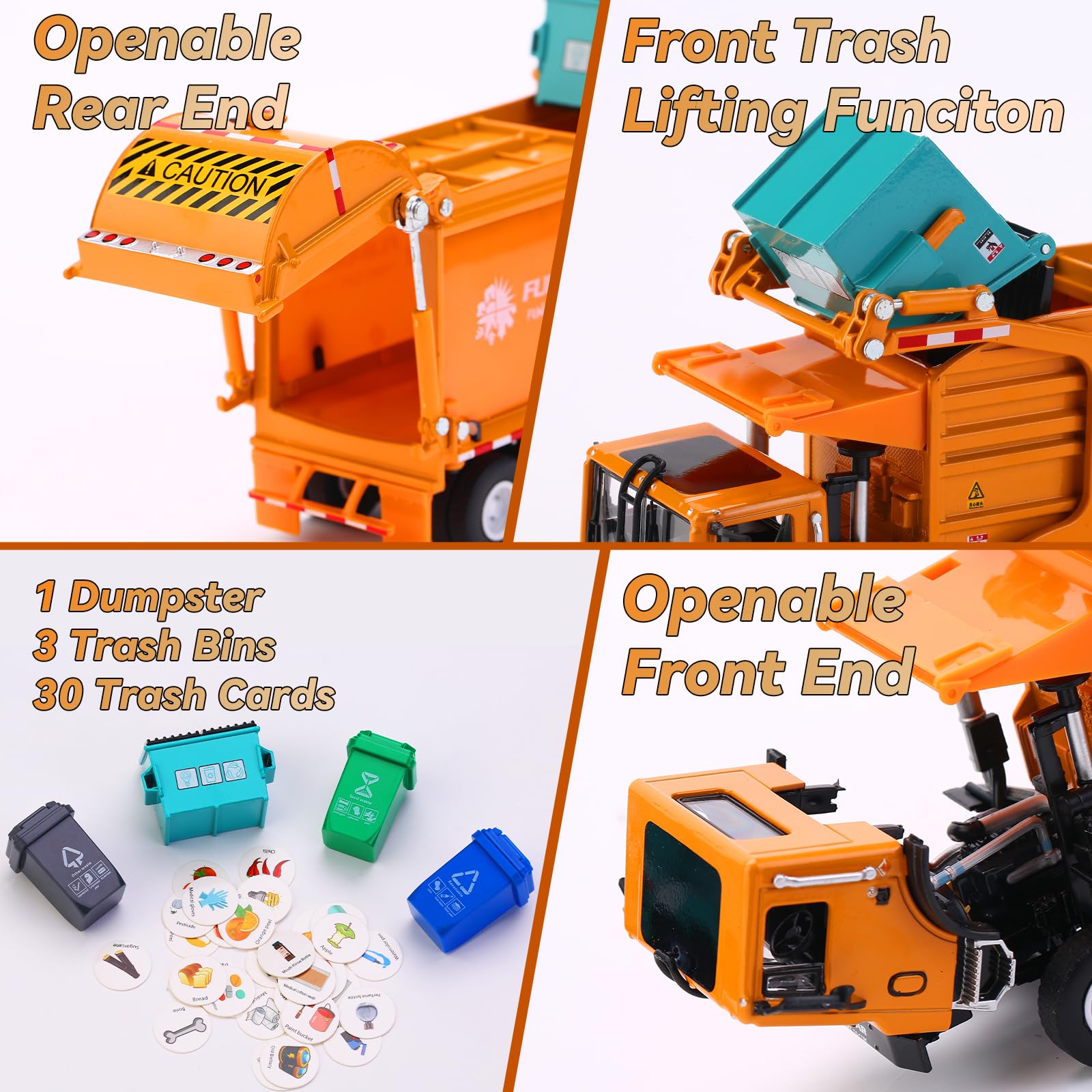 FUBARBAR orange 1:43 scale diecast truck, side view with authentic detailing