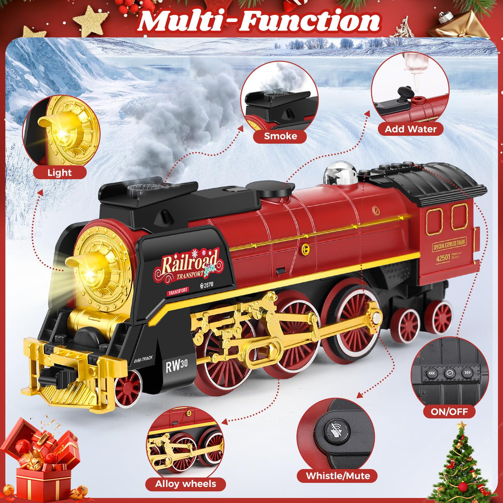 FuBegi Christmas Train glowing passenger carriage adds nighttime charm for play