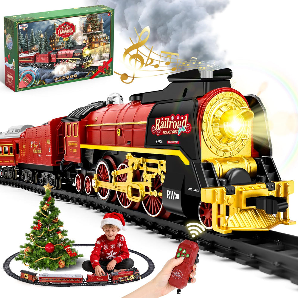 FuBegi Christmas Train steam locomotive for durable, festive action for kids