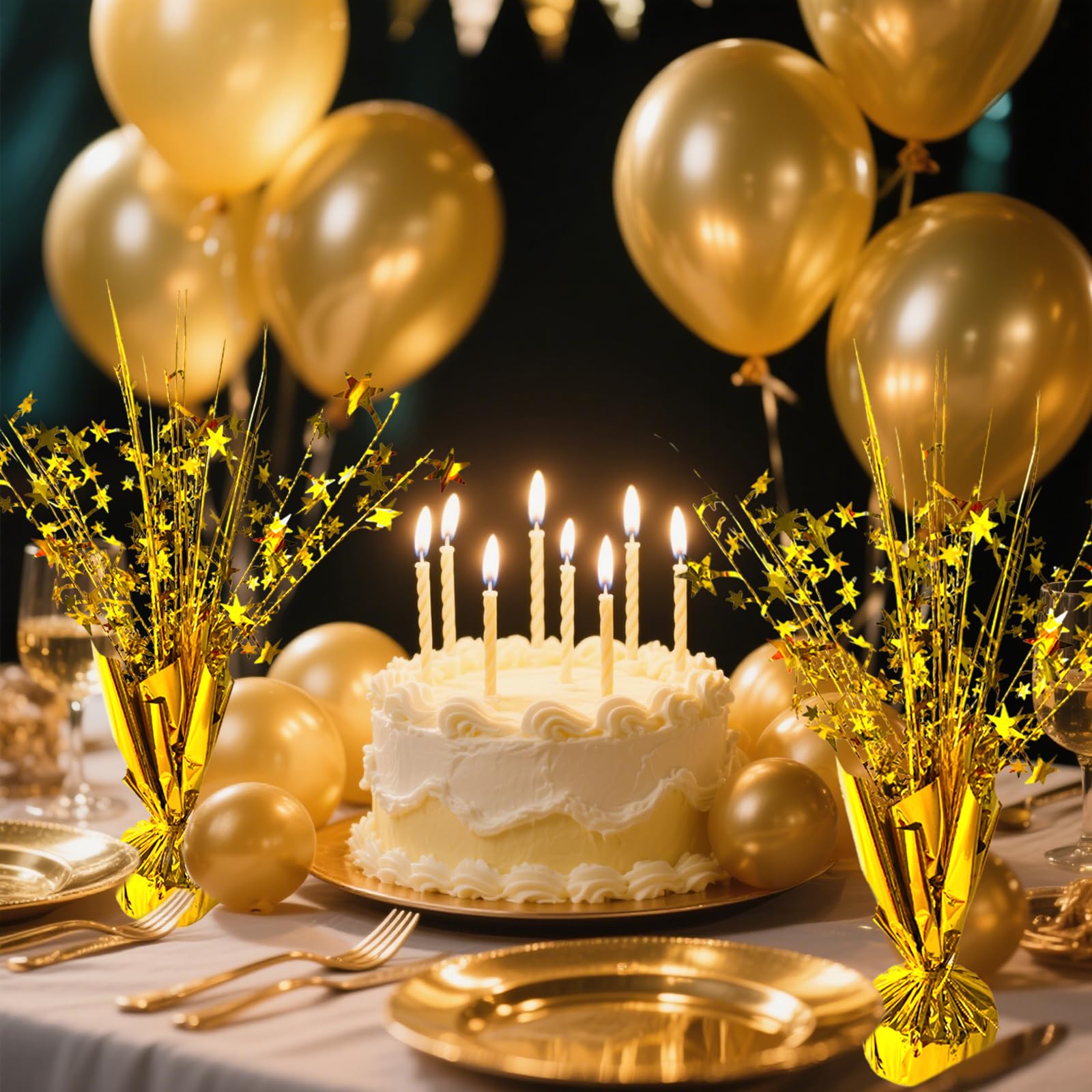 FUBININA gold pentagram stars centerpiece highlighting elegant wedding theme