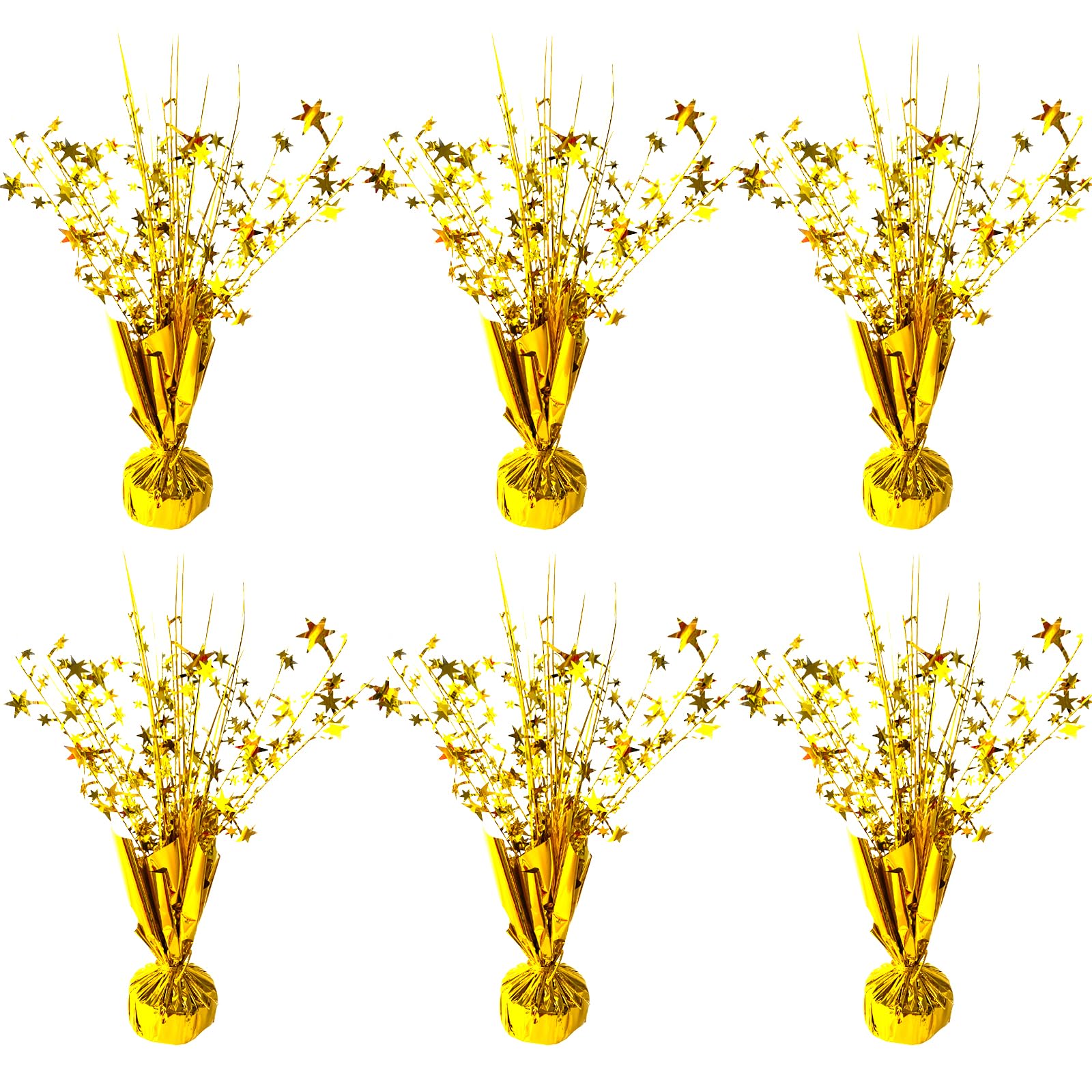 FUBININA gold star spray centerpiece six-pack on a festive table, ideal for celebrations