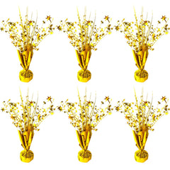 FUBININA gold star spray centerpiece six-pack on a festive table, ideal for celebrations