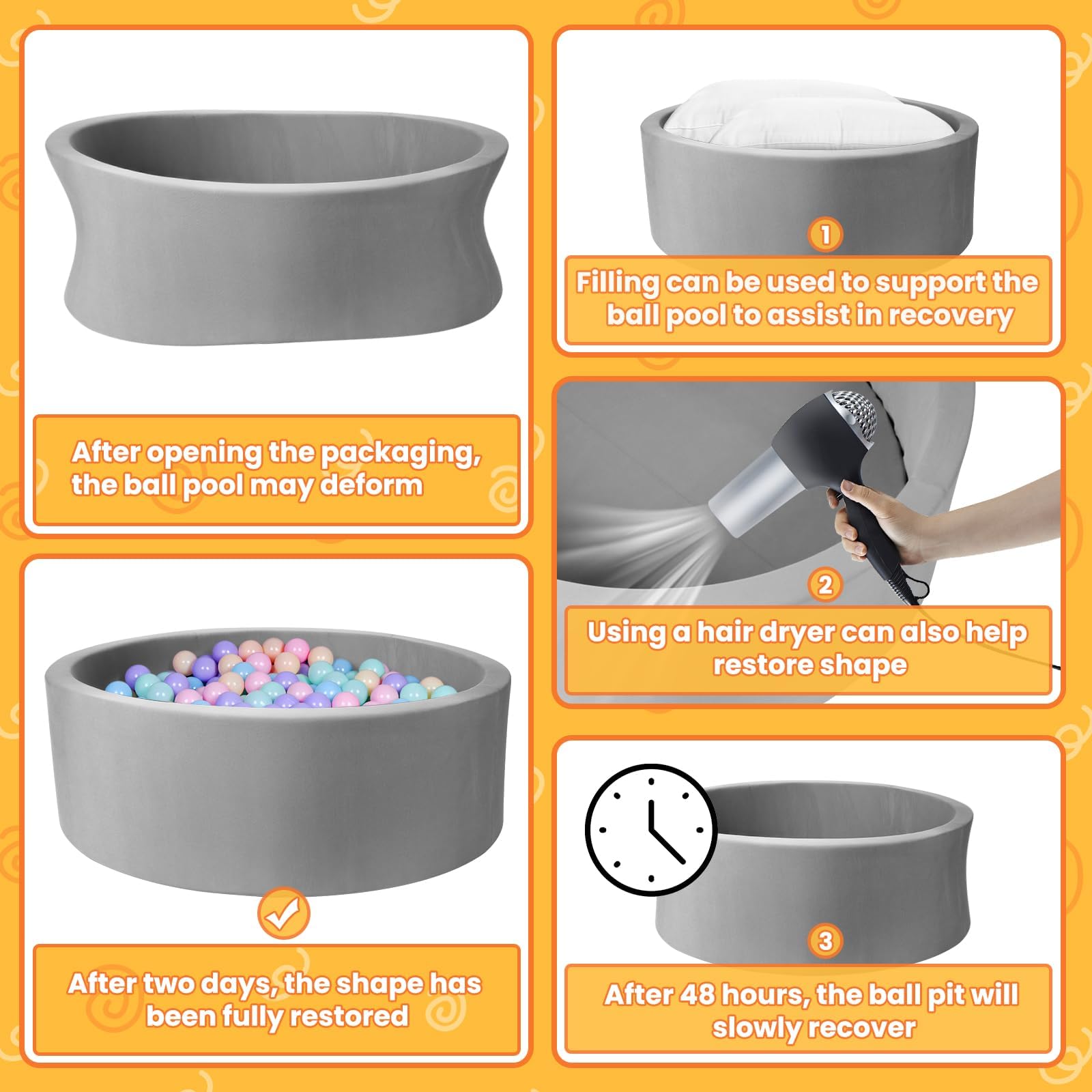 Soft padding and rounded shape cushion impacts during play with FUBOTRAD pit.