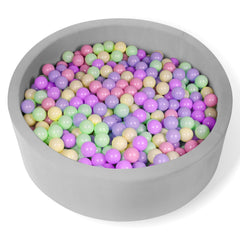 FUBOTRAD baby ball pit in light gray with soft sponge material for gentle play.