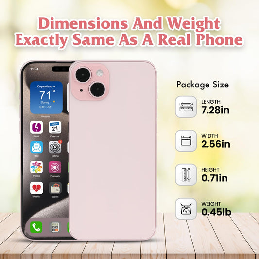Pink rainbow front dummy phone close-up highlights safe, kid-friendly pretend play
