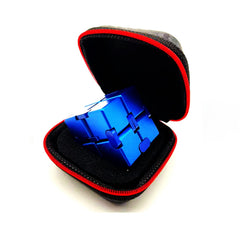 FUFUYOU Infinity Cube blue unfolded showing seamless rotations for tactile relief.
