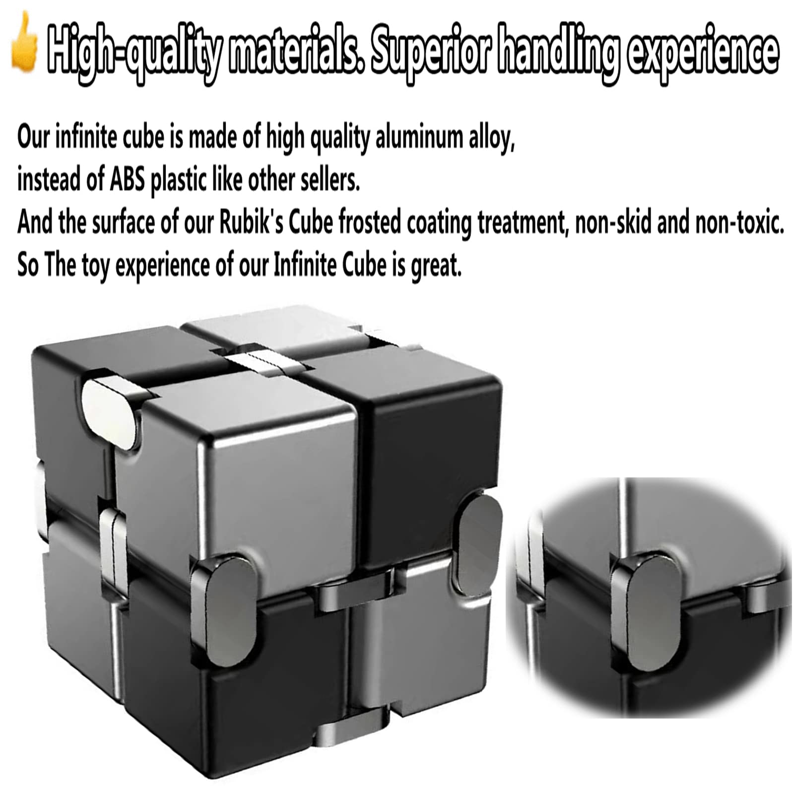 FUFUYOU Infinity Cube side view, durable aluminum finish built for daily use