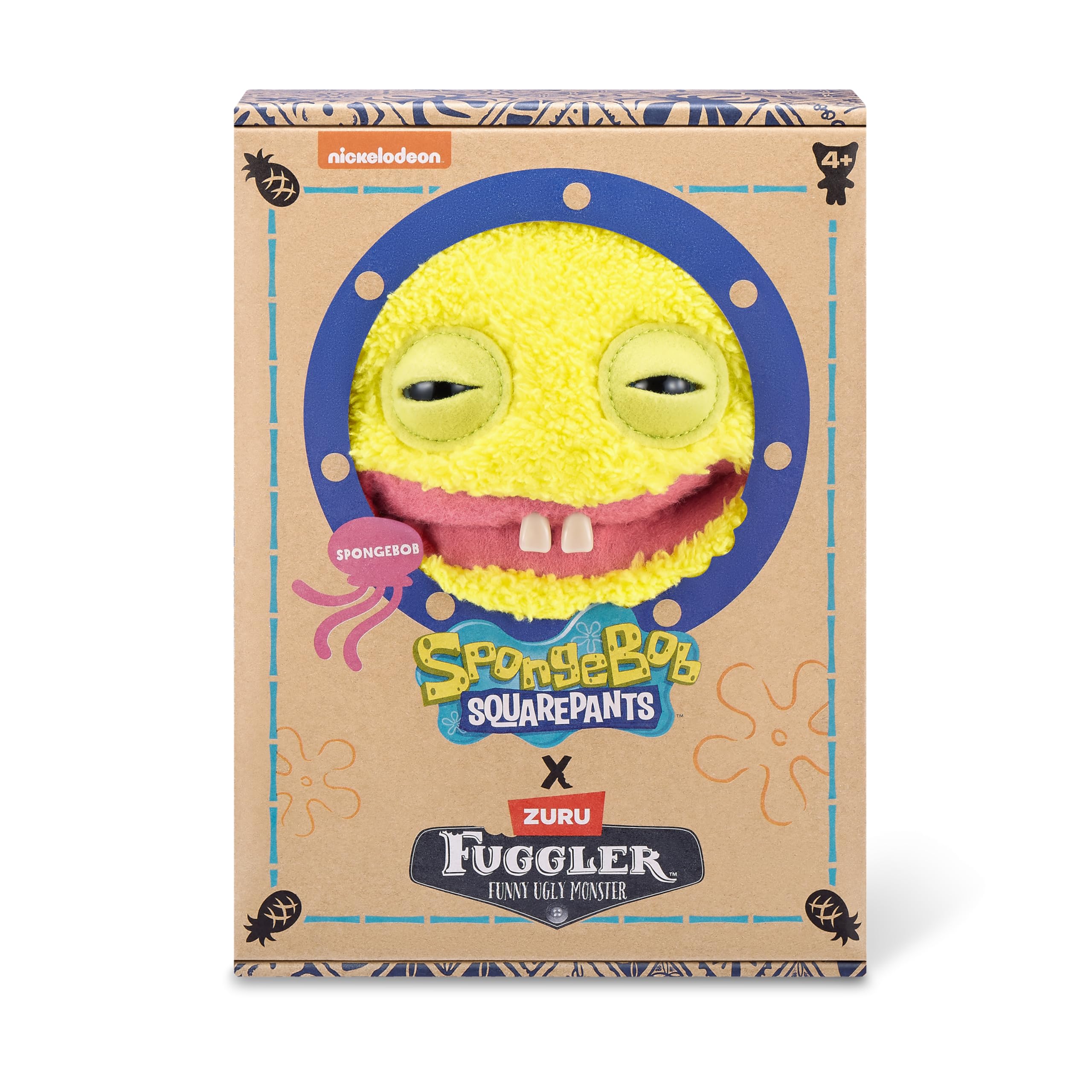Holdable 9in Fuggler SpongeBob plush offers soft touch and on-the-go fun.