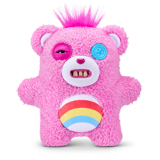 Fuggler Care Bears 9-inch plush face close-up, ideal for display and cosplay inspiration.