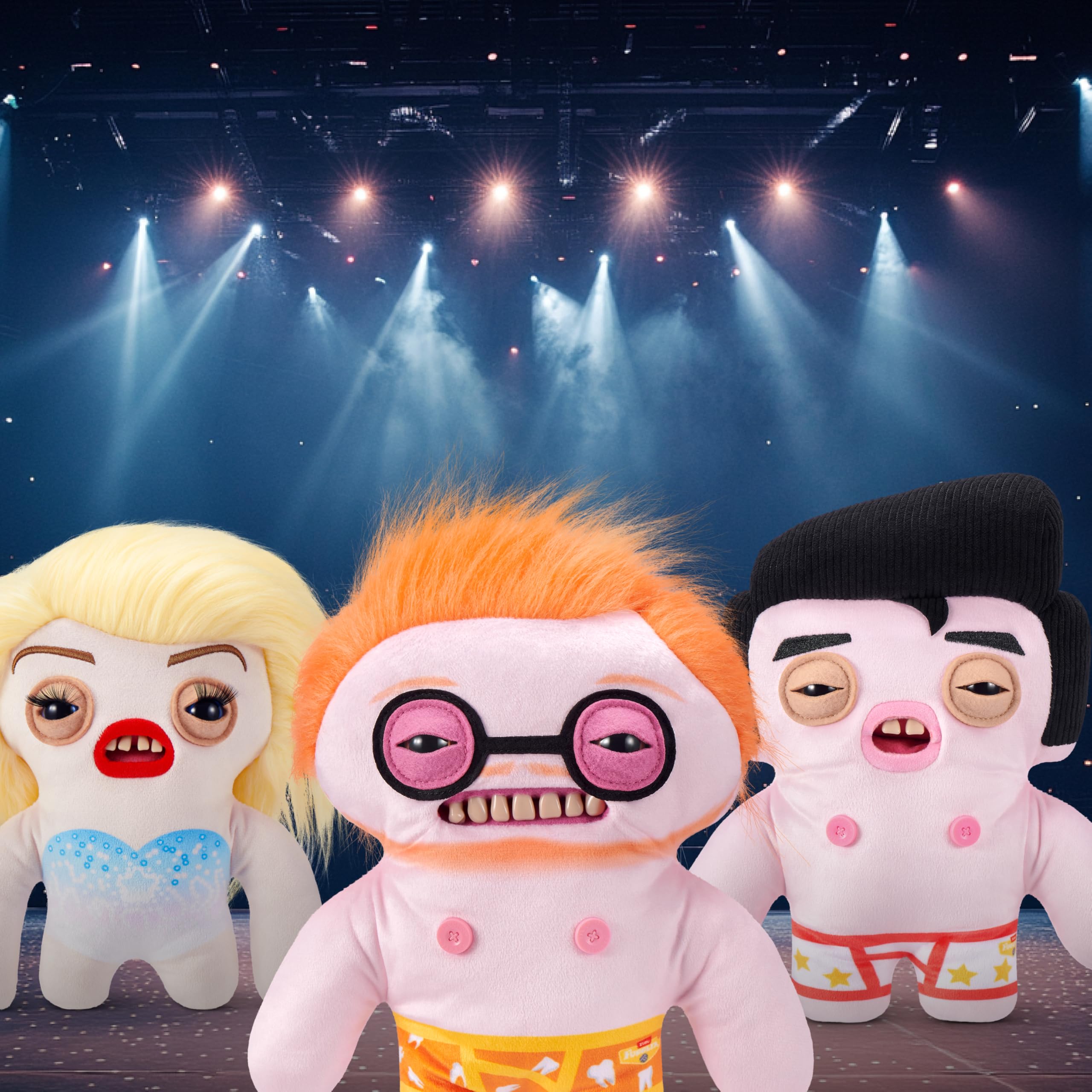 Fuggler cheeky grin showcases mischievous personality for imaginative play.