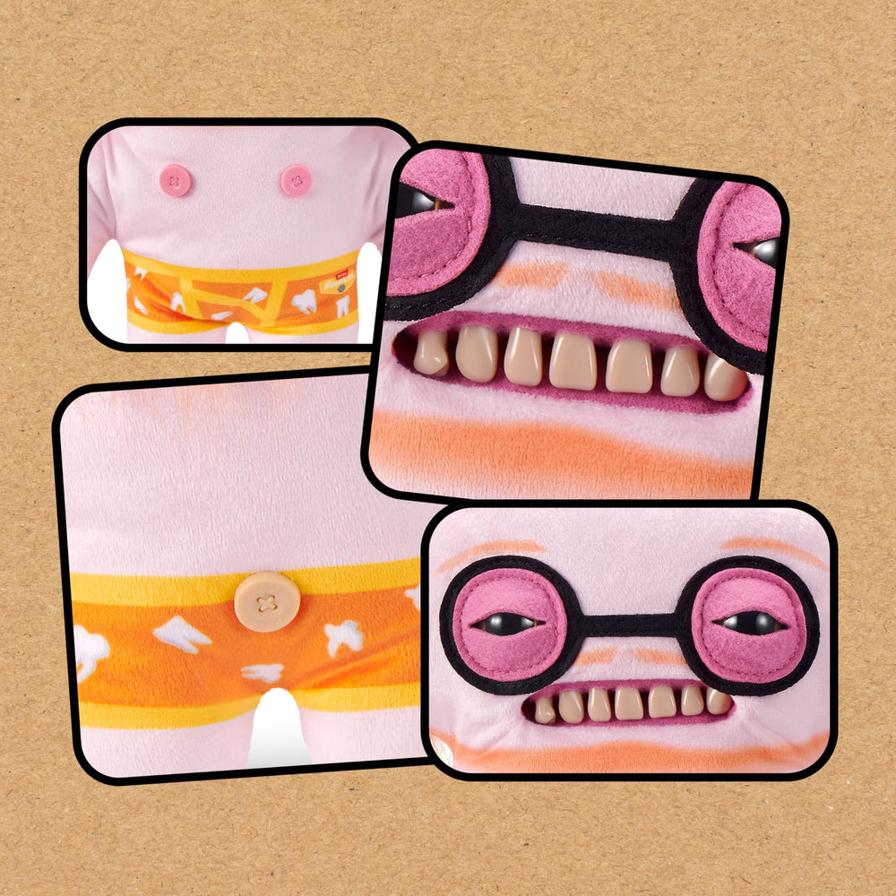 Fuggler Fugg Stars collect-them-all vibe promotes a quirky plush family on display.
