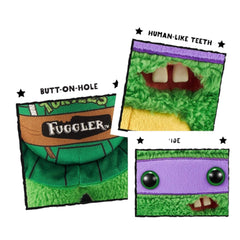 Fuggler Donatello cuddly pose, cozy comfort for fans.