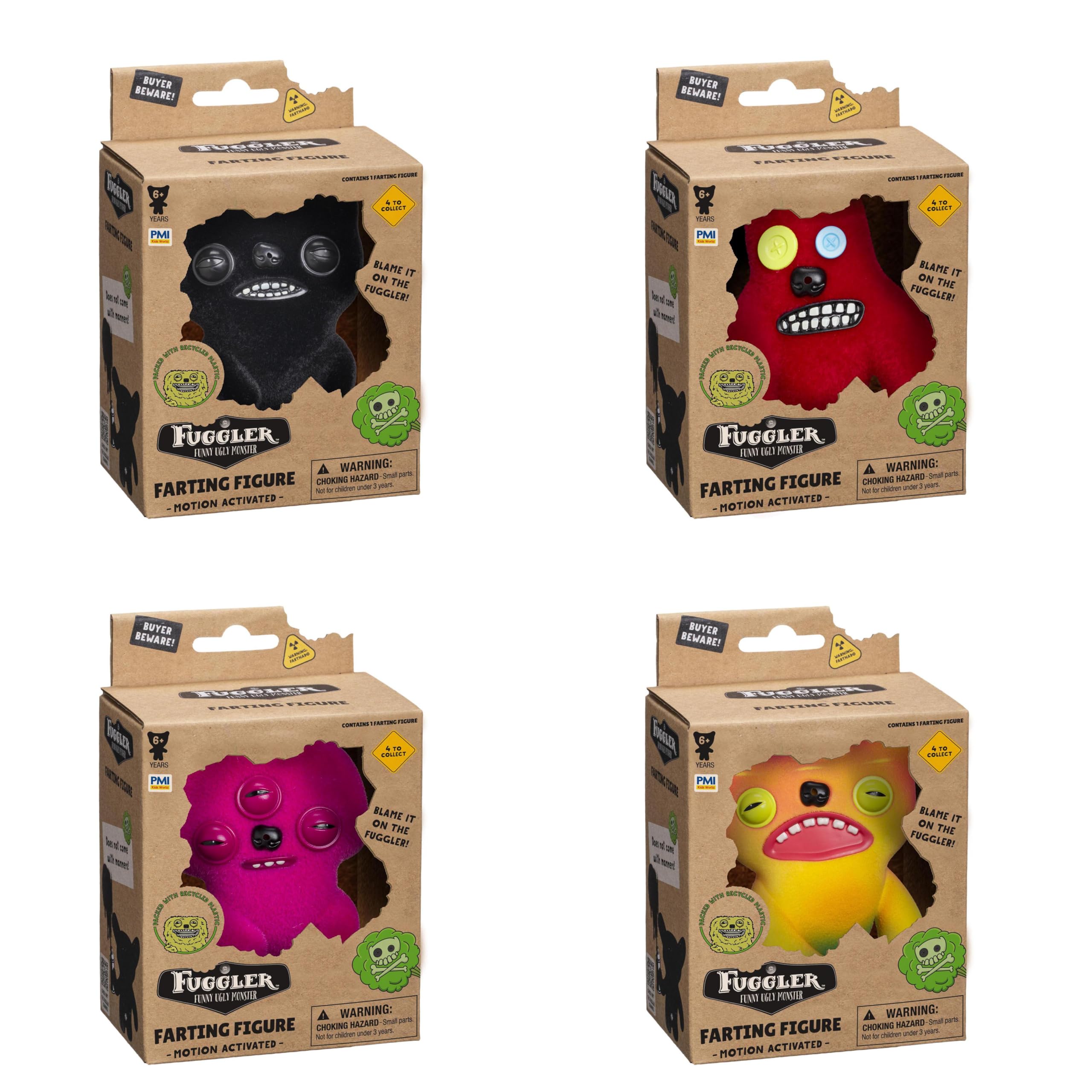 Fuggler farting figure front view, a quirky desk companion for playful pranks and smiles.