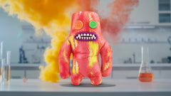 Bold, chaotic palette of a Lab Misfits creature captured in a dynamic pose.