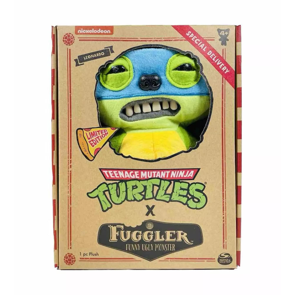 Fuggler Leonardo 9-inch plush detail, ideal for giftable TMNT vibes.