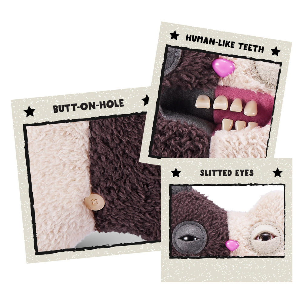 Fuggler Misfit Monster Series 1 teeth detail highlights human-like grin.