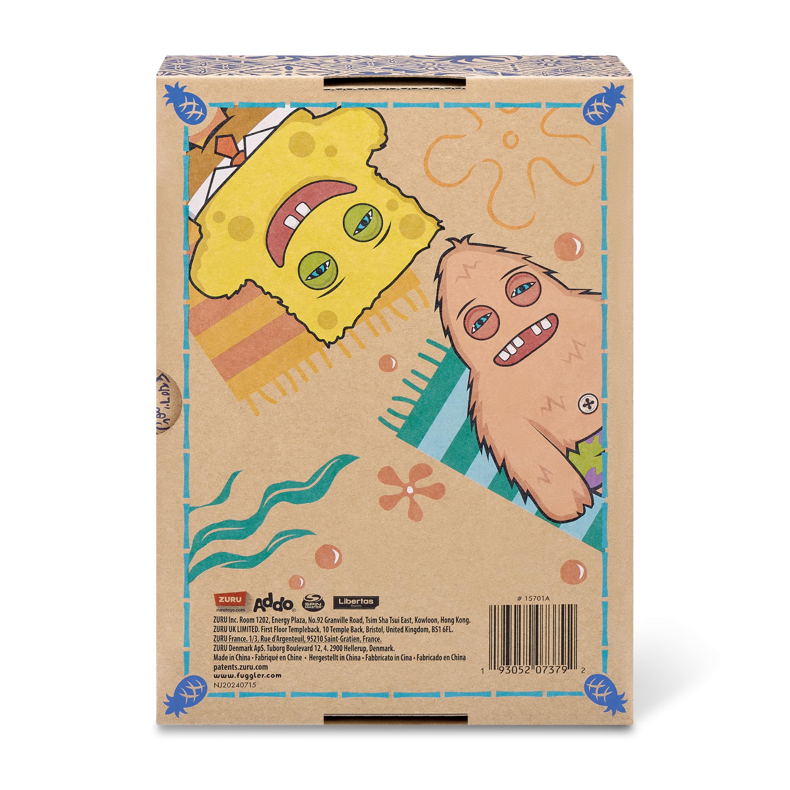 SpongeBob x Fuggler packaging opens to reveal mischievous design.