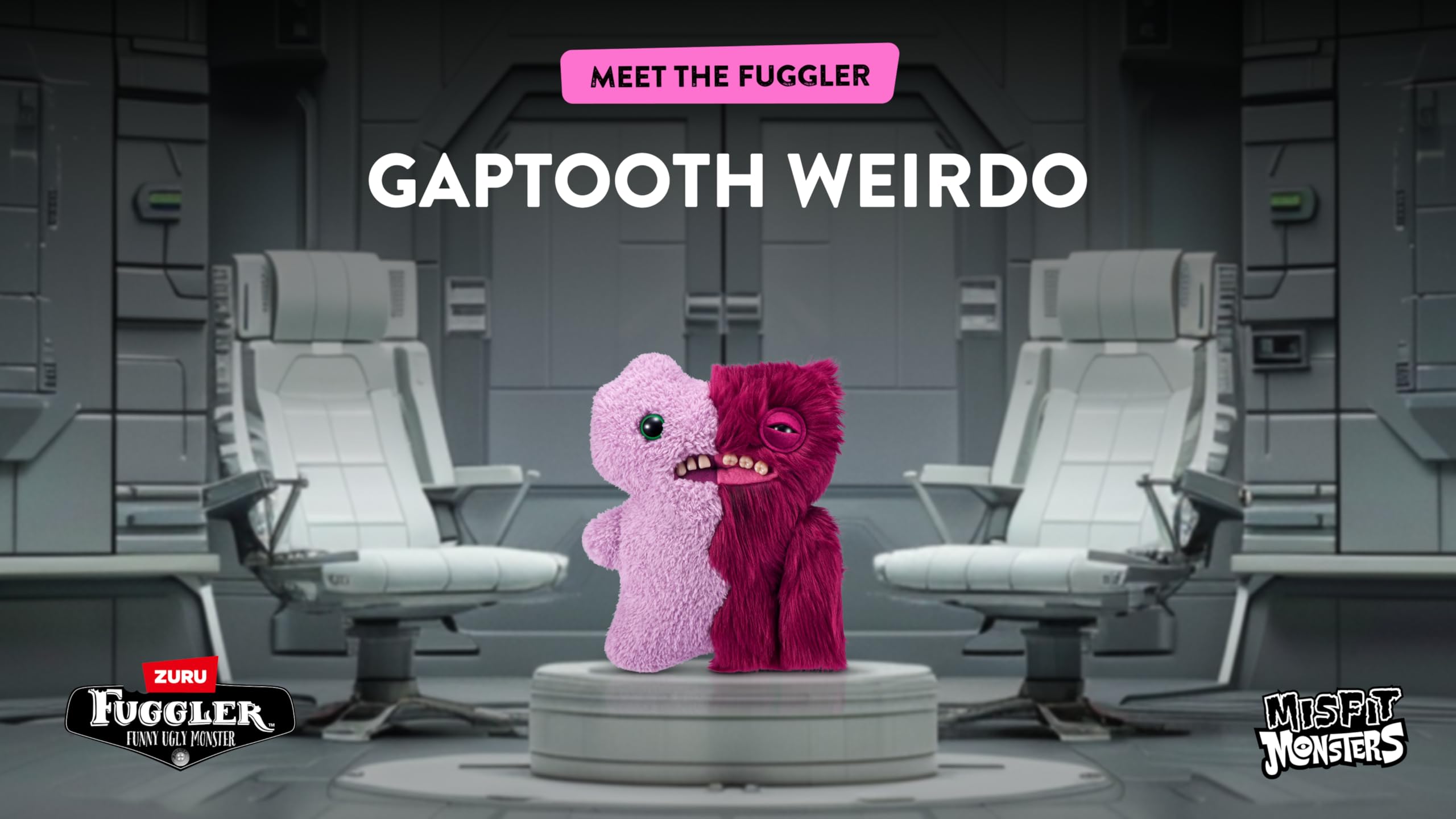 Fuggler teeth closeup – distinctive human-like teeth add quirky charm.