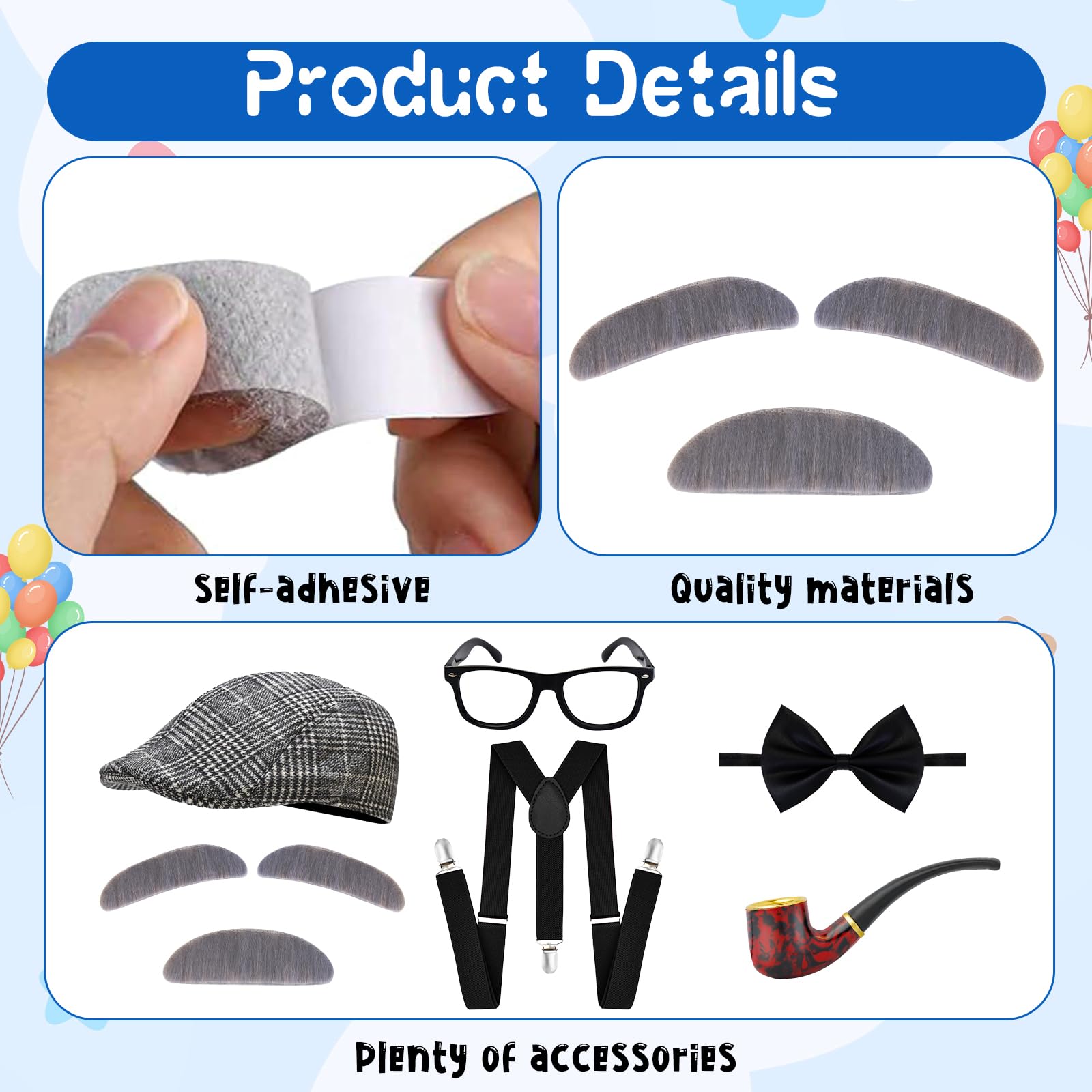 fulasiteu eyebrows moustache kit, dramatic facial accents for a fun look.