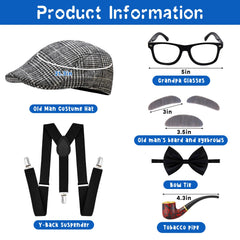 fulasiteu oldman suspenders bowtie, durable adjustability for versatile outfits.