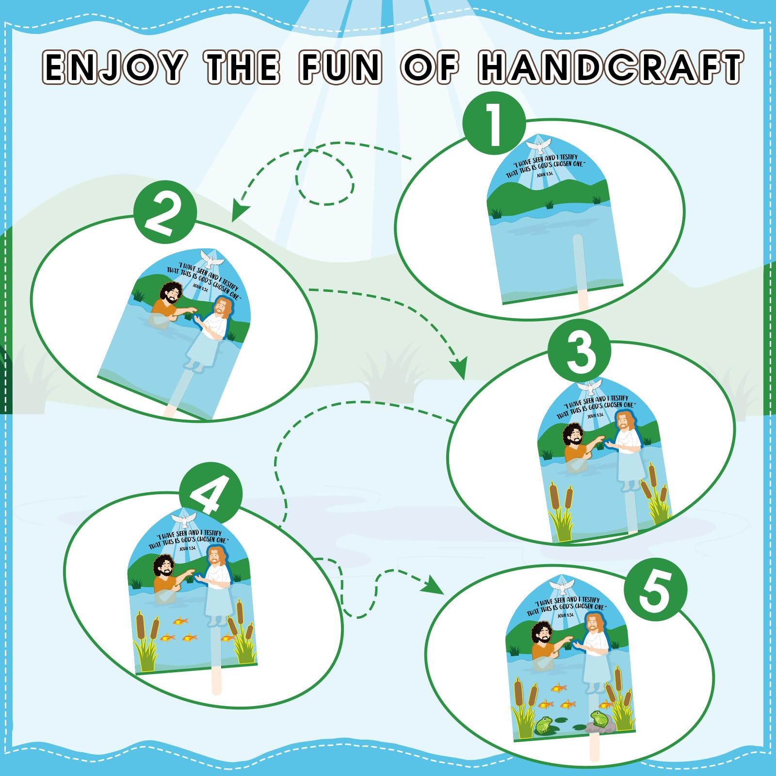 Fullhawl Jesus baptism scene paper craft for hands-on teaching.