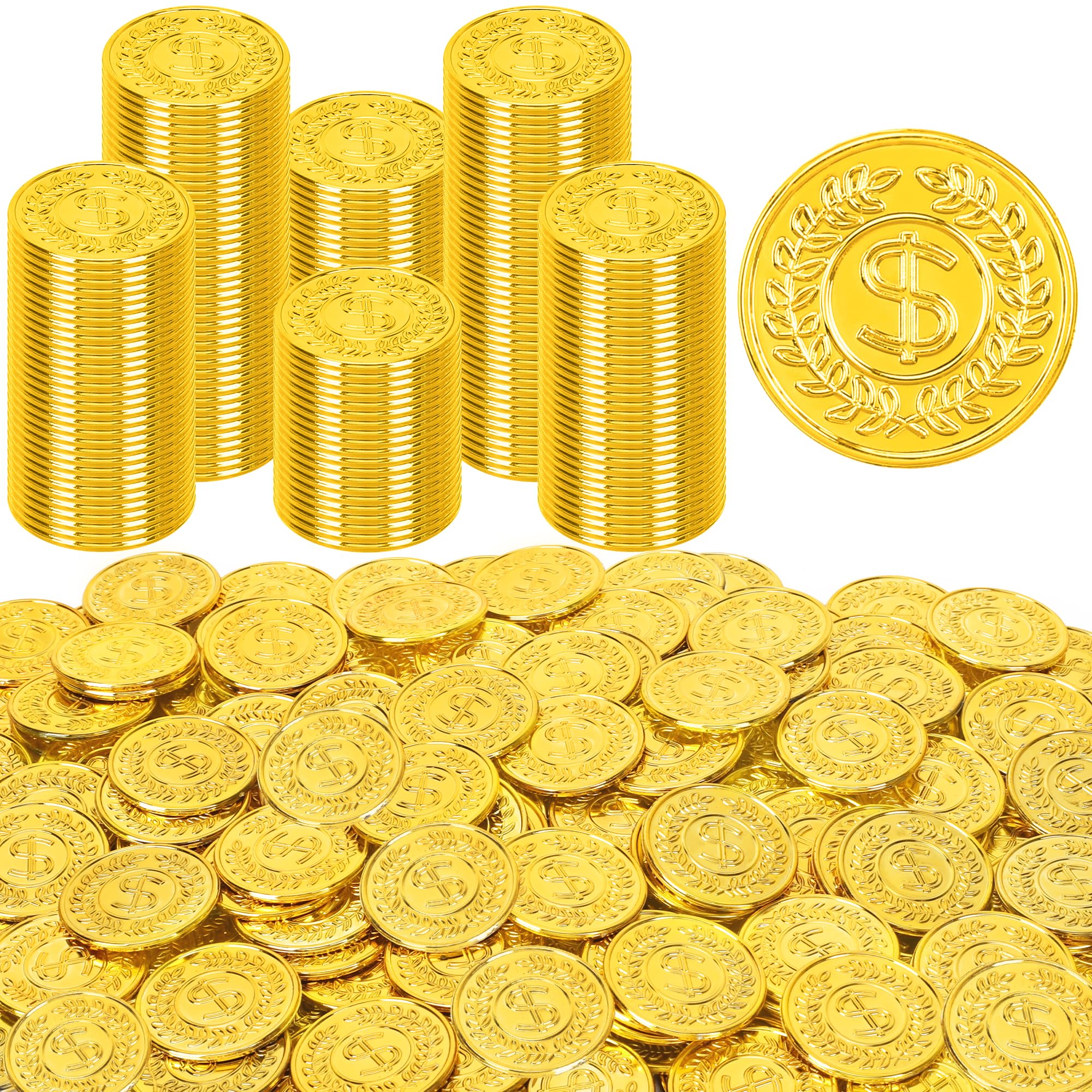 FULLIVE 120-piece plastic gold coins pack for pirate party décor