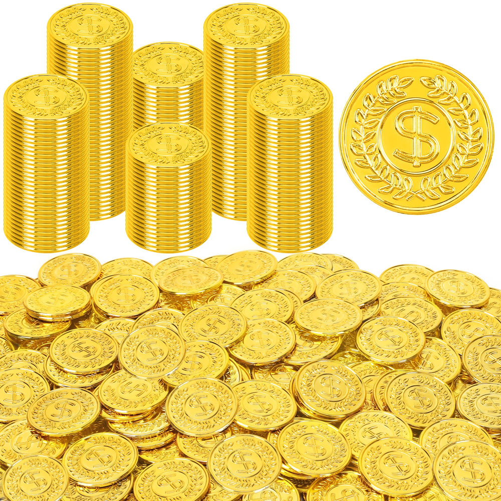 FULLIVE 120-piece plastic gold coins pack for pirate party décor
