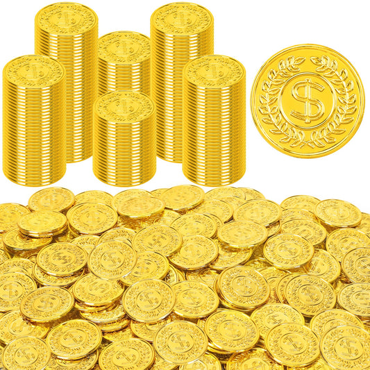 FULLIVE 120-piece plastic gold coins pack for pirate party décor