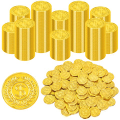 FULLIVE 200pcs gold coins featuring the front design, ideal for pirate treasure props.