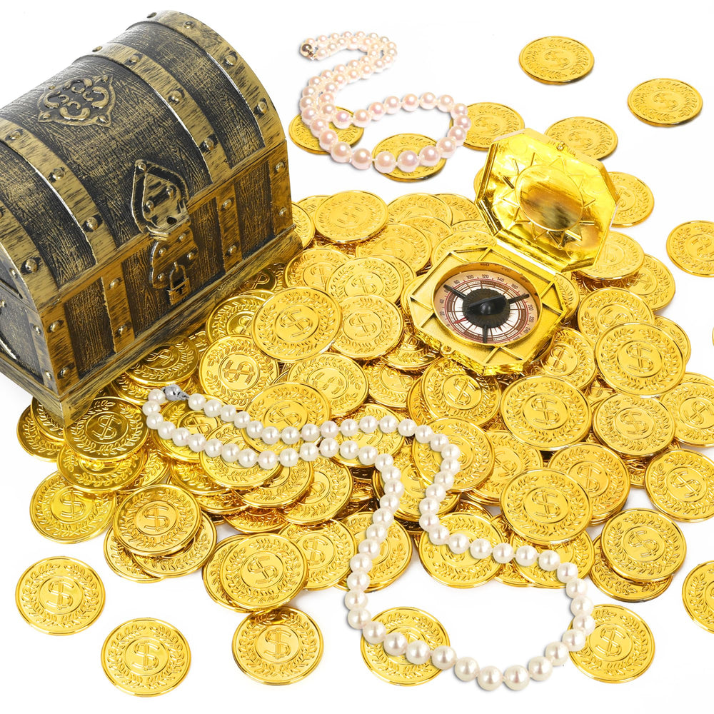 FULLIVE 200pcs gold coins used as pirate party decor to spark imagination.