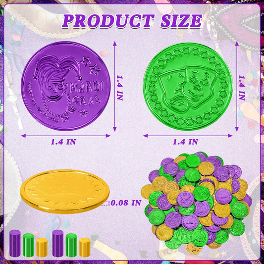 FULLIVE 1.4-inch Mardi Gras coins designed for lightweight table decor.