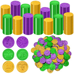 Fullive Mardi Gras coins with purple mask design for party décor.