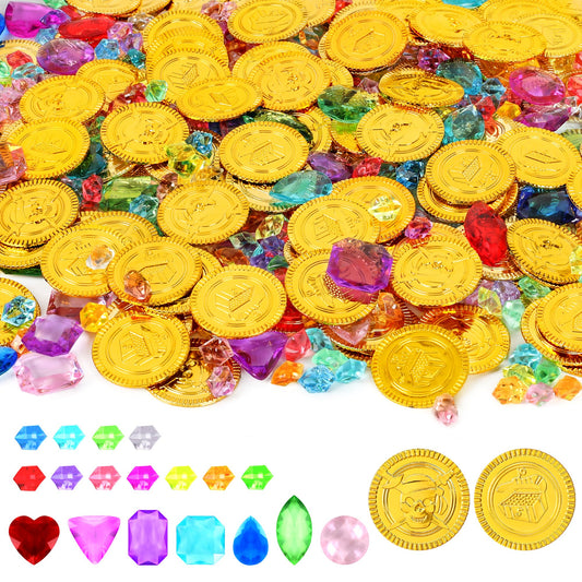 Fullive pirate coins 1.38 inches diameter with skull design for treasure hunts.