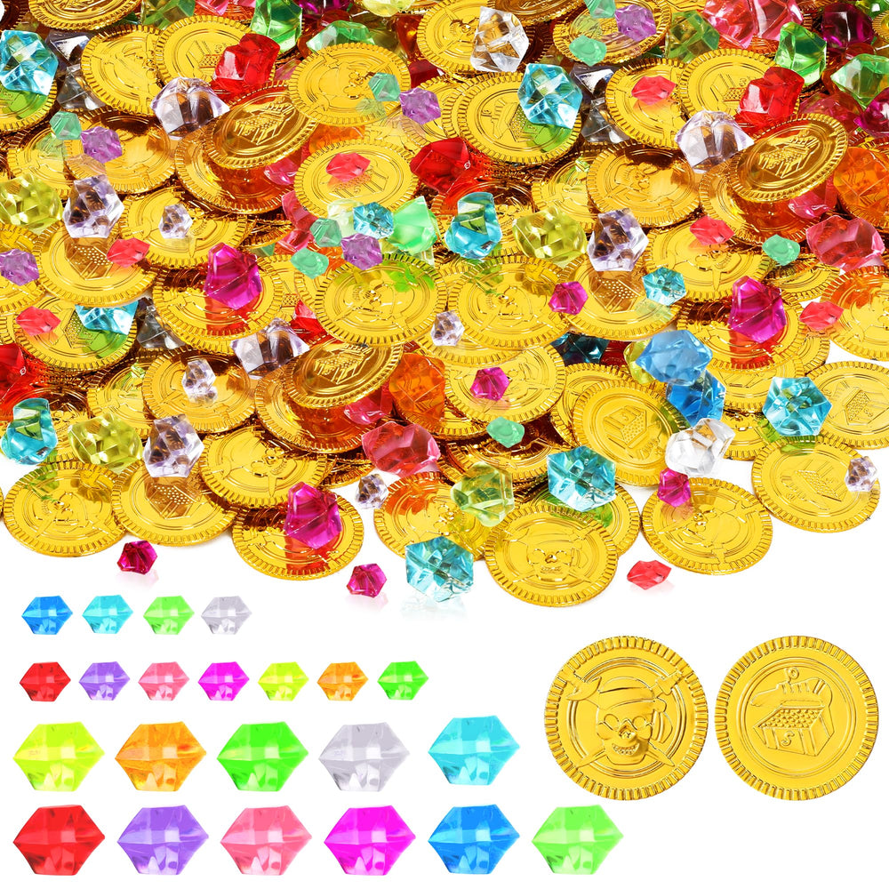 FULLIVE pirate coins gold coin close-up showing 1.38-inch diameter for treasure hunts.