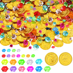 FULLIVE pirate coins gold coin close-up showing 1.38-inch diameter for treasure hunts.