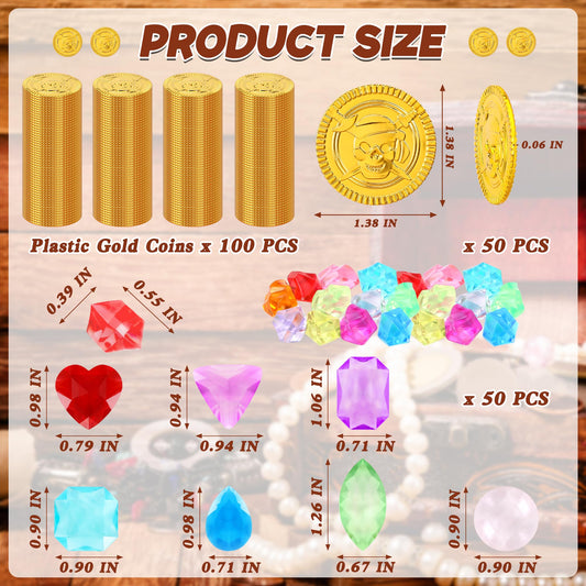 Fullive pirate gems in vibrant colors for treasure-hunt decorations.