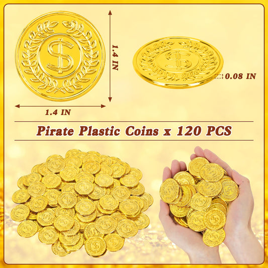 FULLIVE plastic gold coin 1-4in diameter for easy party props
