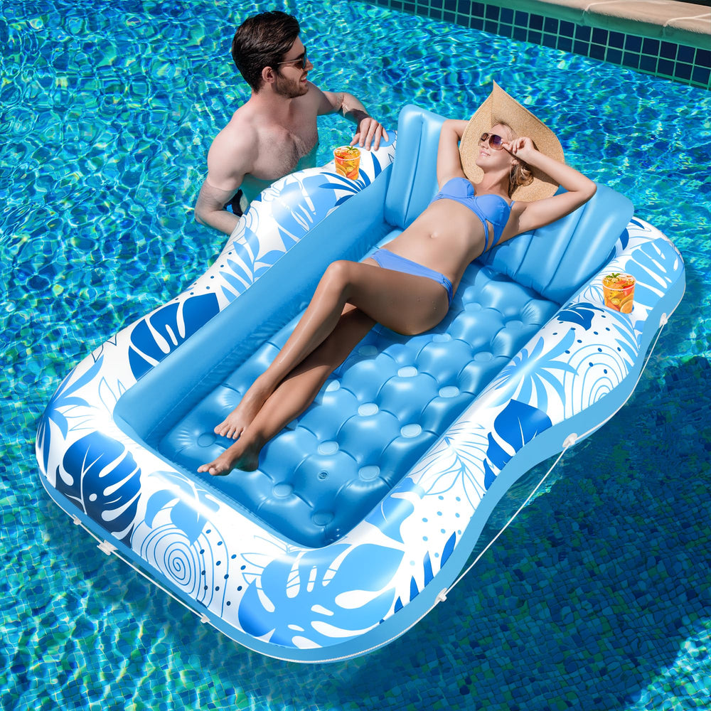 Fullive tanning pool lounger cup holders keep beverages within reach.