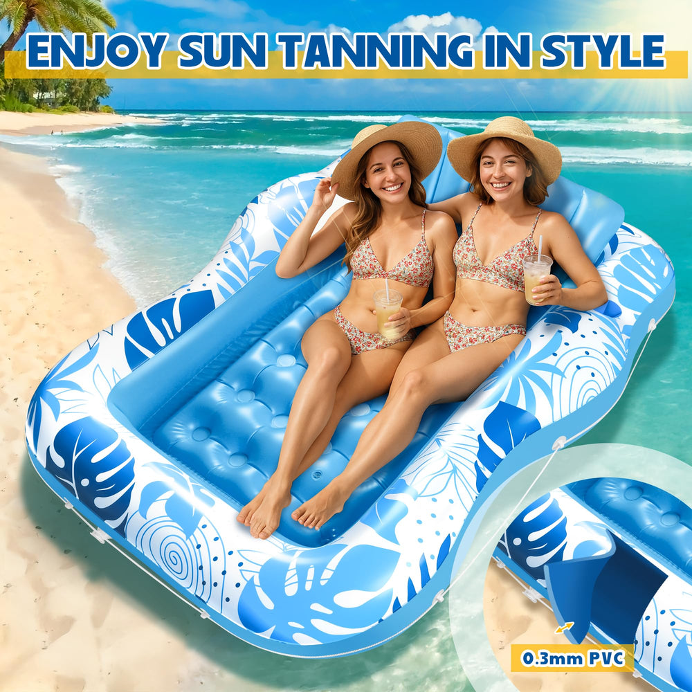 Fullive tanning pool lounger removable pillow provides adjustable comfort.