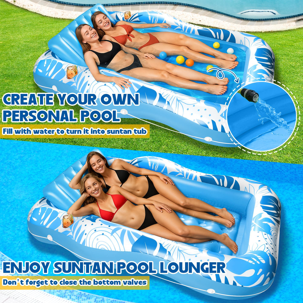 Fullive tanning pool lounger two adults relaxing together by the pool.