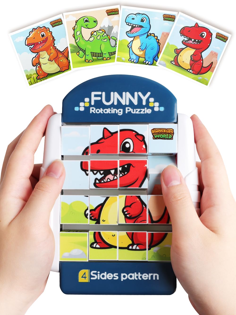 Fullware 16-piece rotating puzzle cubes in hand to build fine motor skills