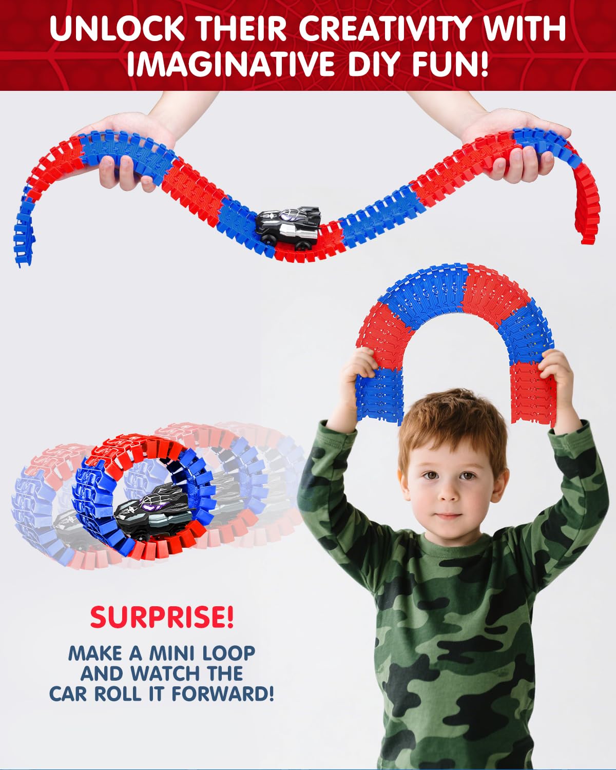 Fullware track sections bend safely for durable indoor play.