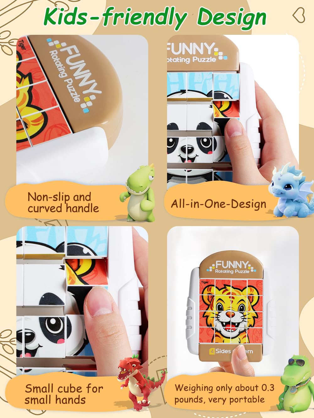 Fullware rotating puzzle promotes hand-eye coordination and patience through cube rotation.