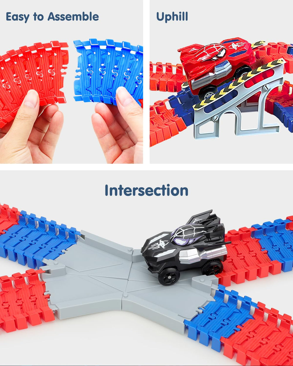 Fullware Spider cars speed along a flexible track, sparking imagination.