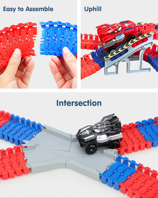 Fullware Spider cars speed along a flexible track, sparking imagination.
