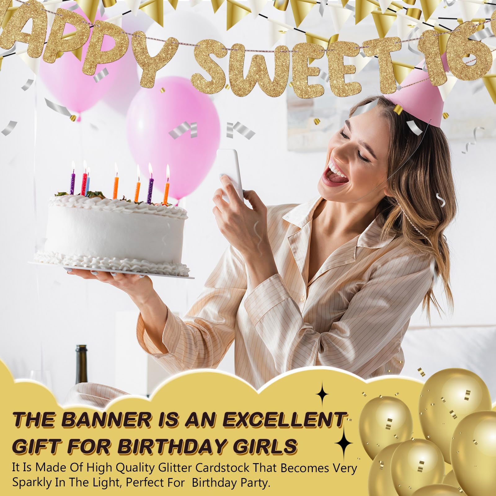 Fulmoon Happy Sweet 16 banner makes a memorable keepsake gift.