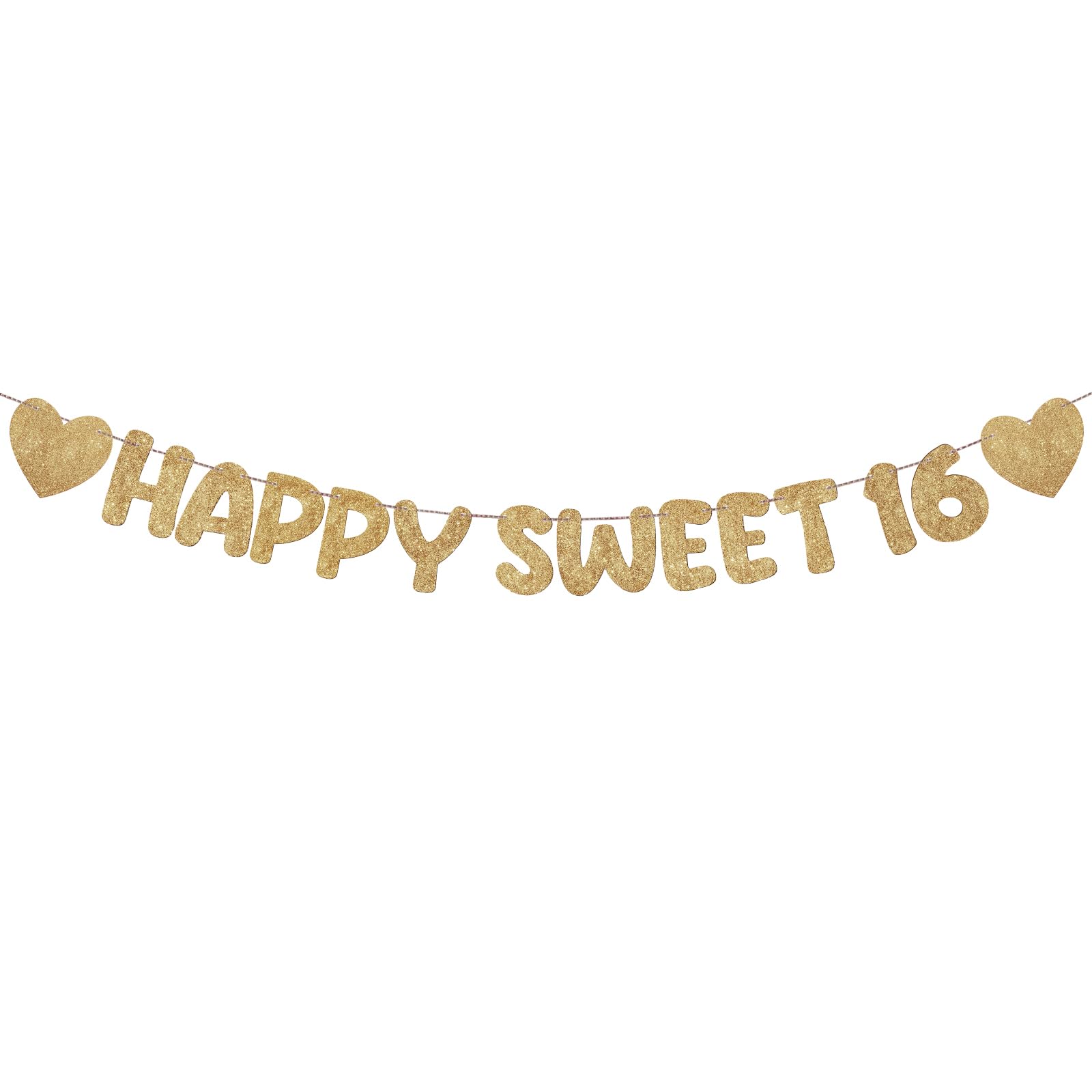 Fulmoon Happy Sweet 16 banner glitter close-up ideal for a sparkling photo backdrop.