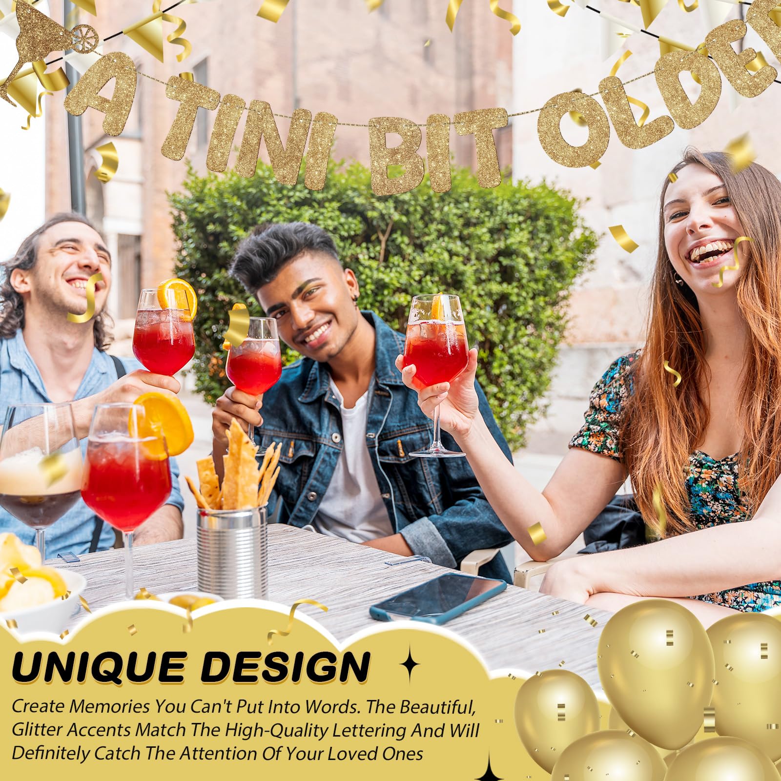 Fulmoon martini birthday decor doubles as wall decor for events