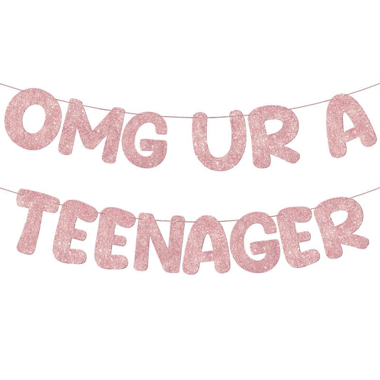 Fulmoon OMG Ur a Teenager glitter banner, ready to hang for festive photo moments.