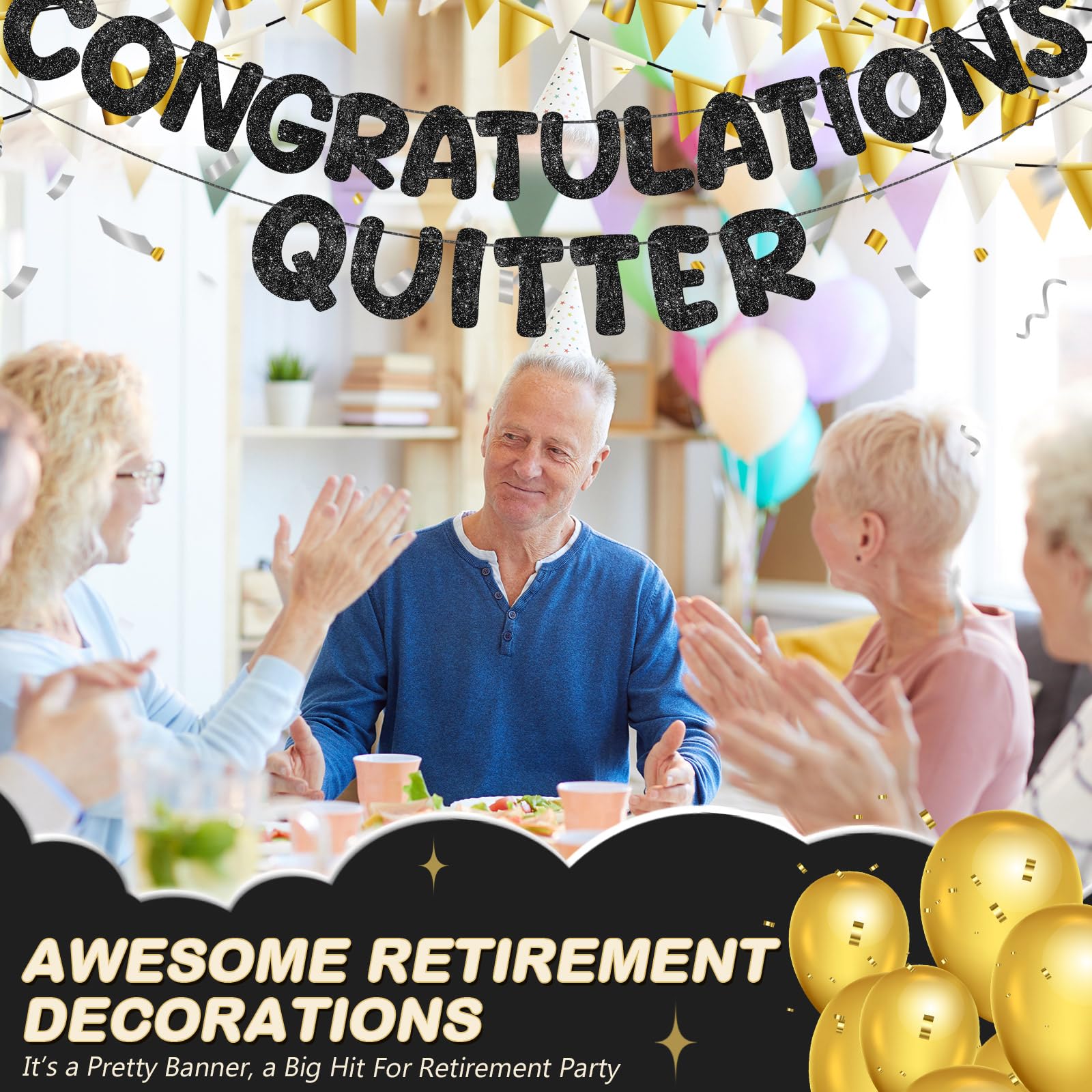Fulmoon retirement decor glitter effect enhances mood and photos.